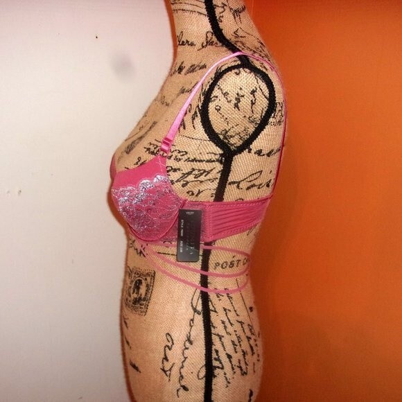 Youmita 36B Mauvewood Metallic Lace Bra & Medium  Coordinating Boyshorts - Picture 9 of 14